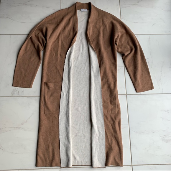 Aritzia Babaton Lance Cardigan caramel tan long open sweater - Picture 5 of 10